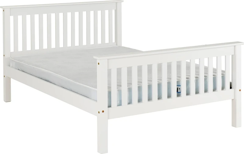 Seconique Monaco 4'6" Double High End Bed in White