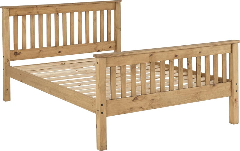 Seconique Monaco 4'6" Double High End Bed in Distressed Waxed Pine