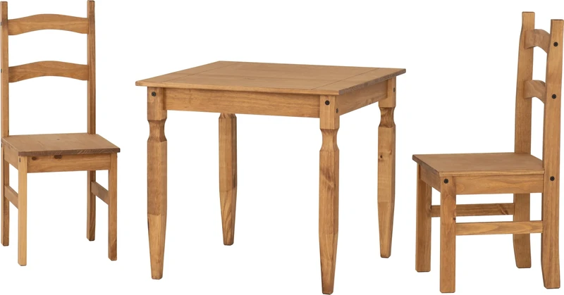 Seconique Rio Dining Set with 2 Dining Chairs in Distressed Waxed Pine