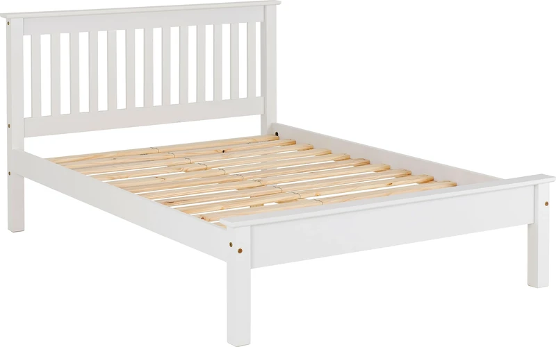 Seconique Monaco 4'6" Double Low End Bed in White