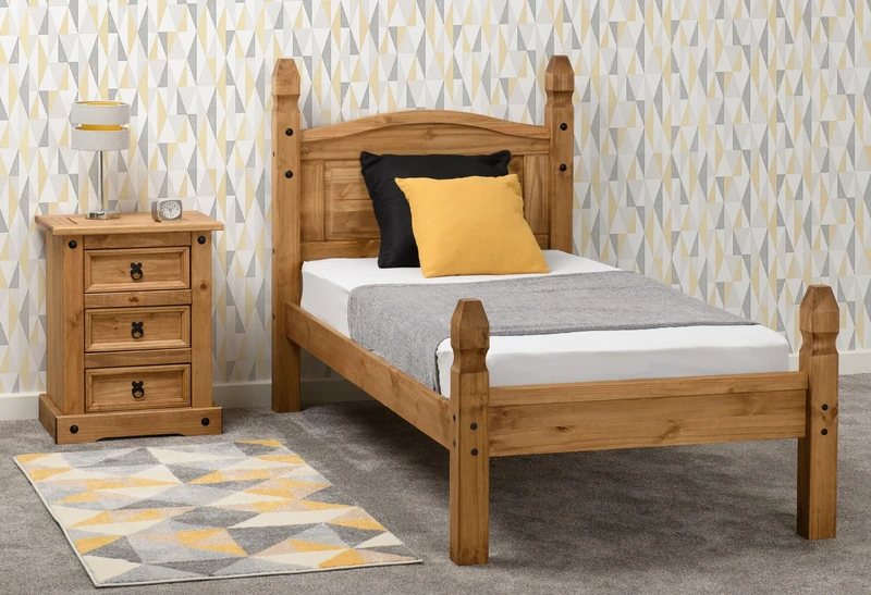 Seconique Corona 3' Single Low End Bed in Distressed Waxed Pine