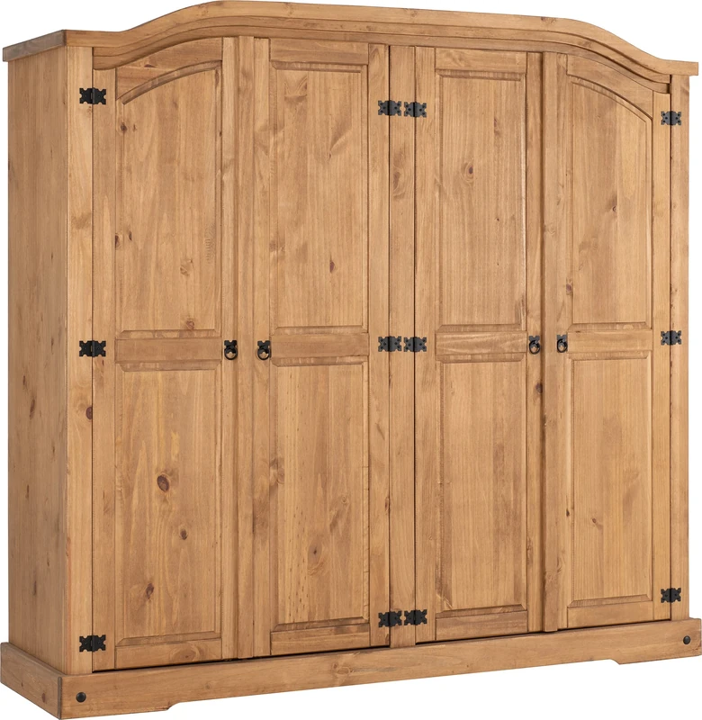 Seconique Corona 4 Door Wardrobe in Distressed Waxed Pine