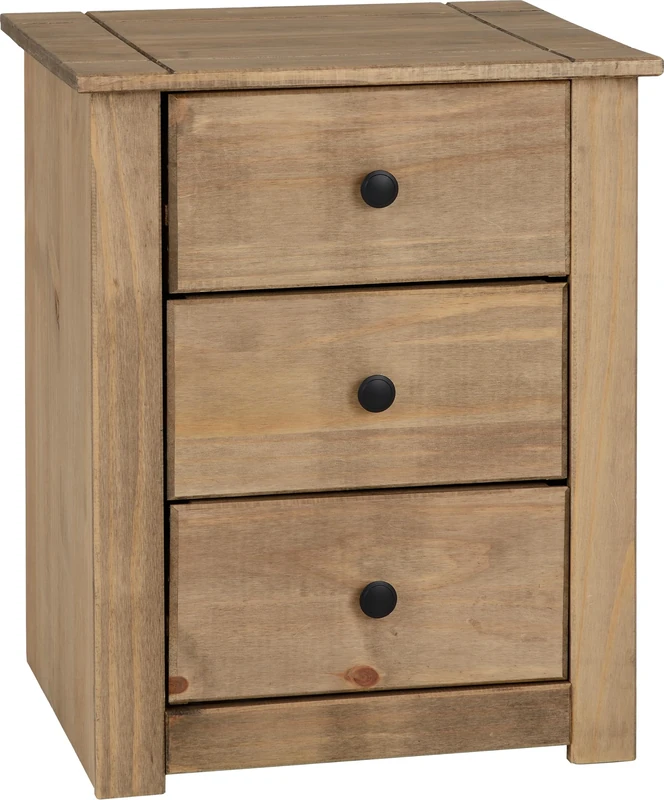 Seconique Panama 3 Drawer Bedside in Natural Wax