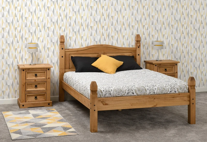 Seconique Corona 4'6" Double Low End Bed in Distressed Waxed Pine