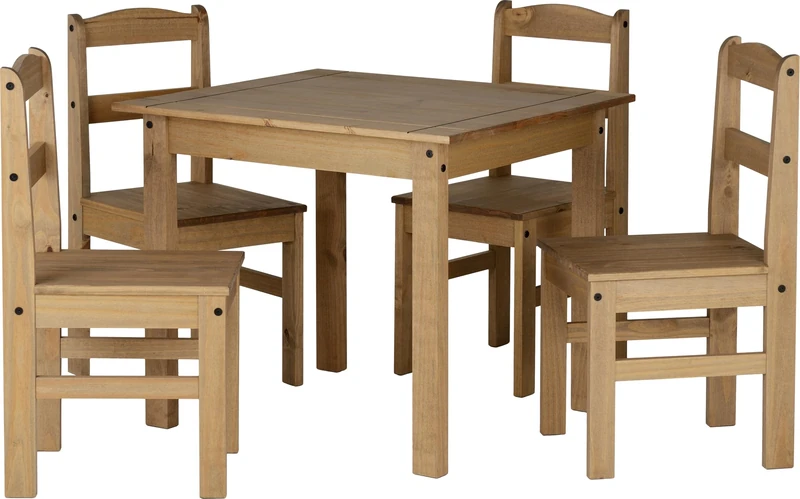 Seconique Panama Dining Set with 4 Dining Chairs in Natural Wax