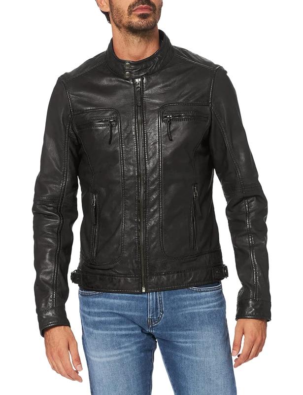 Oakwood Men's 60901 Leather Button Front Long Sleeve Jacket - Black - XXX-Large