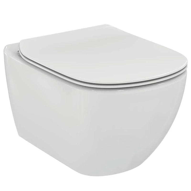 Ideal Standard T354601 TESI Suspended Set, Without Flange, Ultra-Thin Removable seat, Drop Brake, aquablade Technology, Toilet Bowl, White