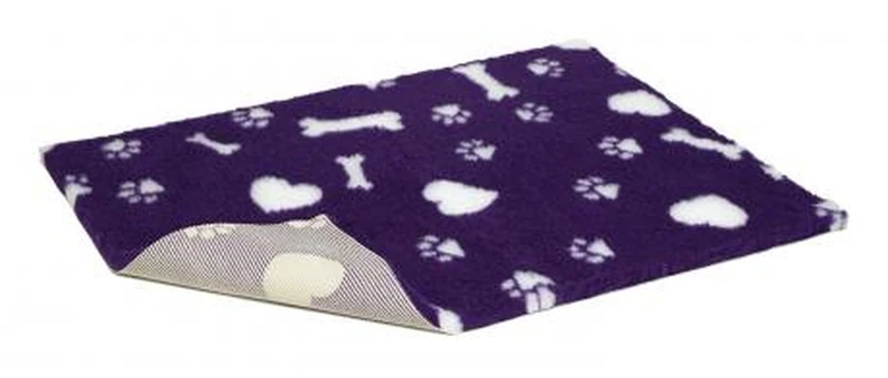 Vetbed Non-Slip Pet Bed - Purple Hearts and Paws - 54 x 30-Inch