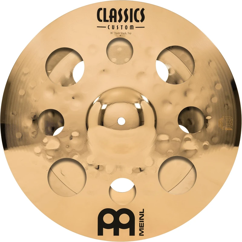Meinl Cymbals Classics Custom Brilliant Trash Stack Cymbals 16 inch (Video) with holes for Drum Set (40,64cm) – Pair – B12 Bronze, Brilliant Finish, Made in Germany (CC-16STK)