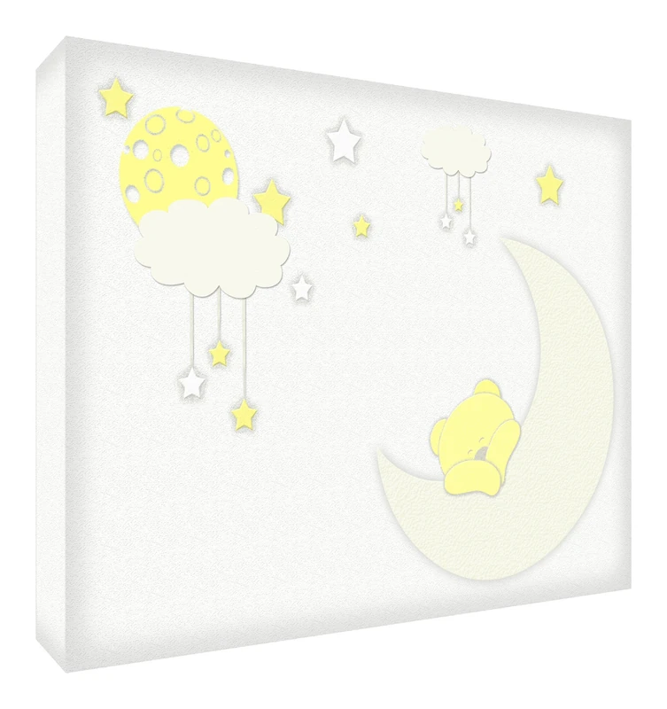 Feel Good Art Thick Solid Faced, Design Bear Sleeping " Grande - 60 x 40 x 4 cm Lemon Tree - Image 1
