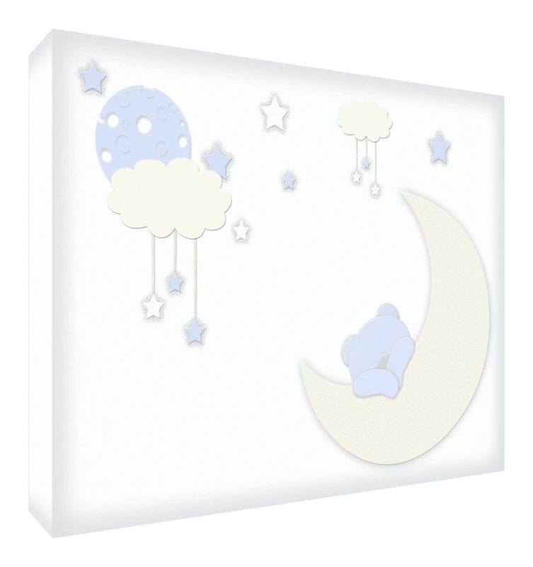 Feel Good Art Thick Solid Faced, Design Bear Sleeping " X-Grande - 91 x 60 x 4 cm Azul pálido