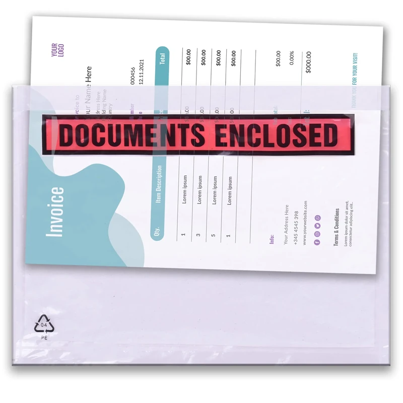 Triplast 2000 x A4 Printed Document Enclosed Wallet (328 x 230 mm) | Peel & Seal Clear Plastic Envelopes/Sleeves/Pockets/Wallets | Attach Invoices, Packing Lists & Delivery Notes to Parcels