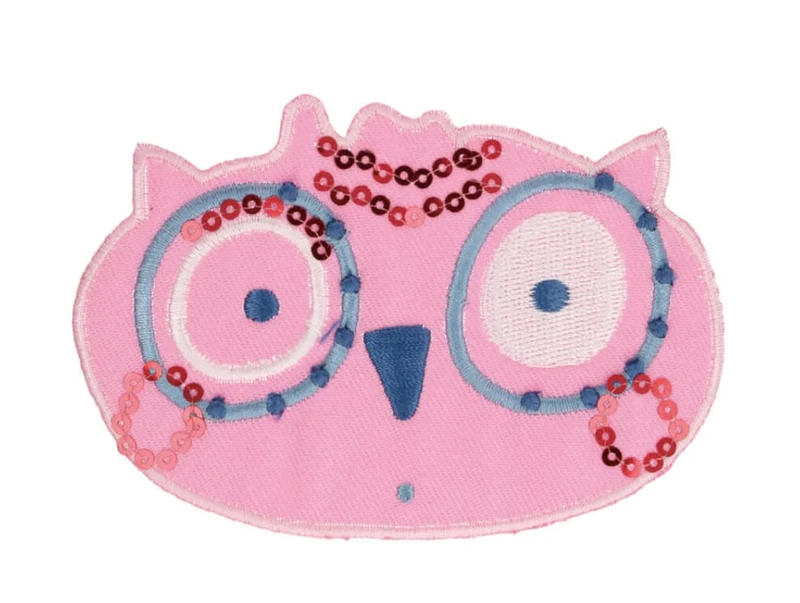 HKM Applique Owl Patches, Pink/Blue
