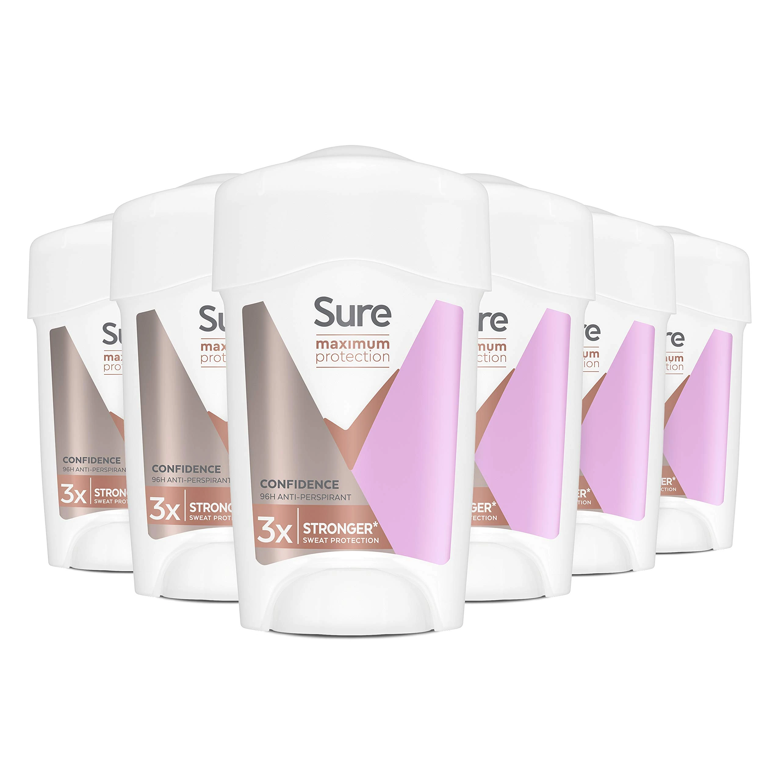 Sure Women Maximum Protection ConfidenceAntiperspirant Deodorant Cream Stick with 3x stronger* sweat protection for 96 hour sweat and odour protection 45 ml, Pack of 6