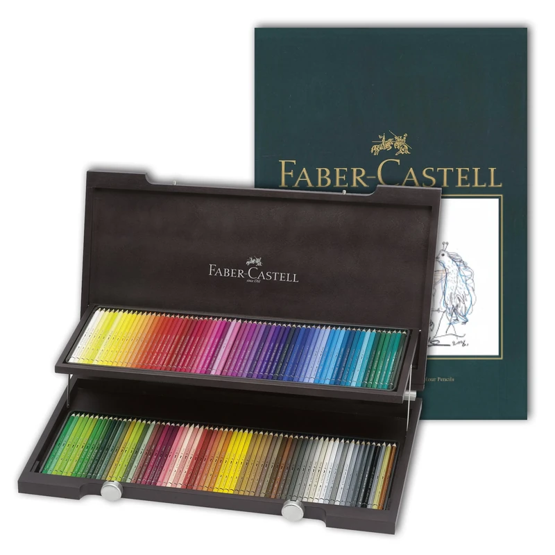 Faber-Castell 120 Albrecht Durer Artist's Watercolour Pencils with Wenge Stained Wooden Case and A4 Sketch Pad