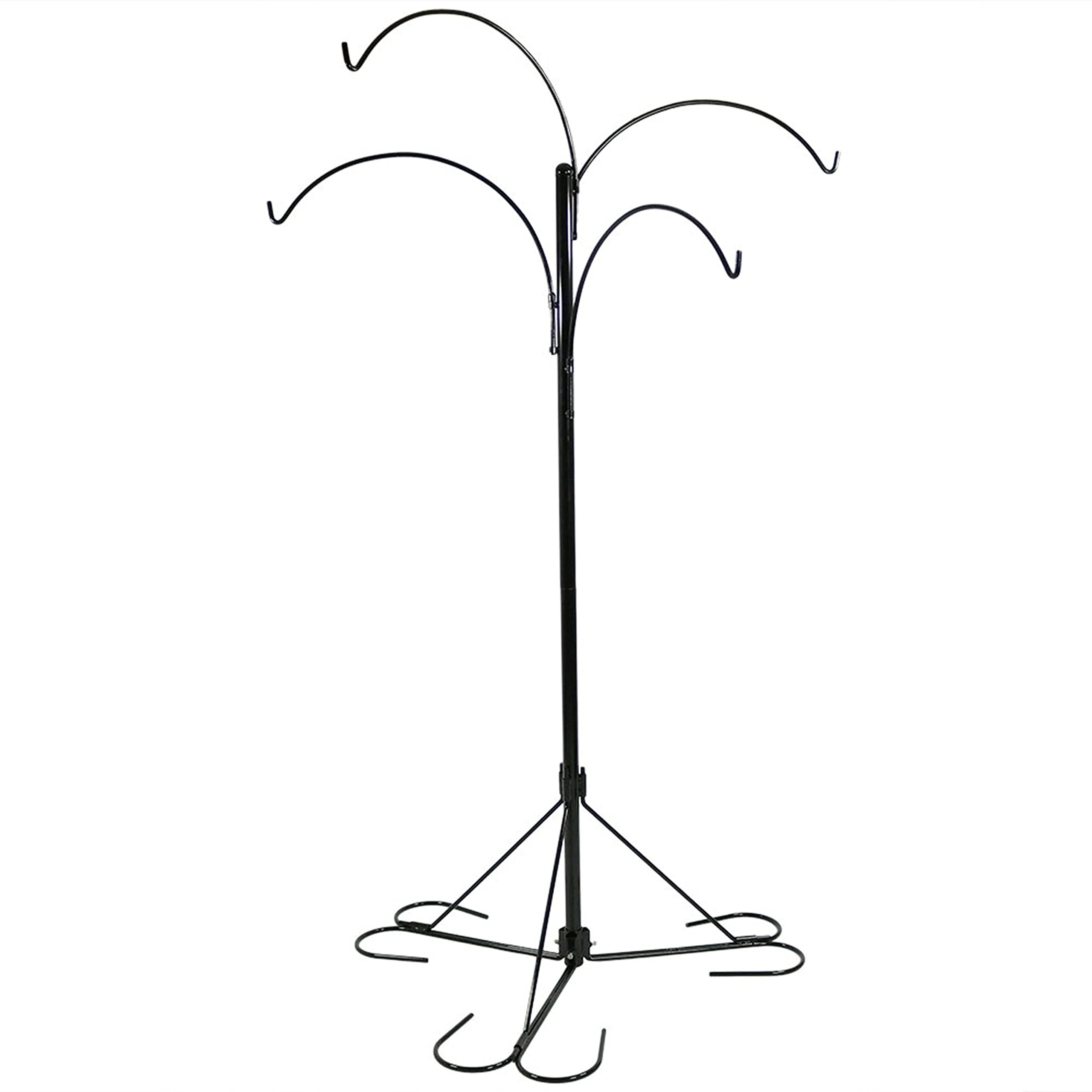 Sunnydaze 4-Arm Hanging Basket Plant Stand with Adjustable Arms - Black - 84"