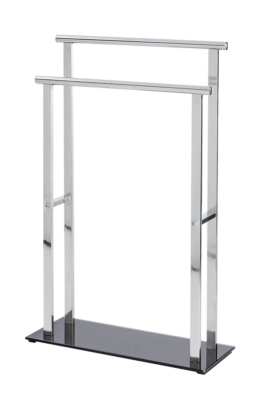 WENKO Lava Silver Stainless Steel Towel Rail, stainless steel, silver/black, 47x6x80 cm