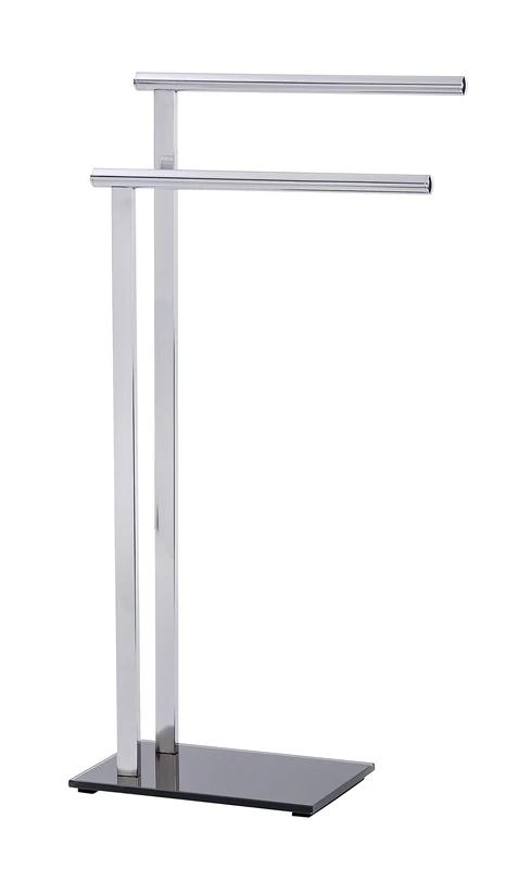 WENKO Lava Silver Stainless Steel Towel Rail, stainless steel, silver/black, 40x6x80 cm