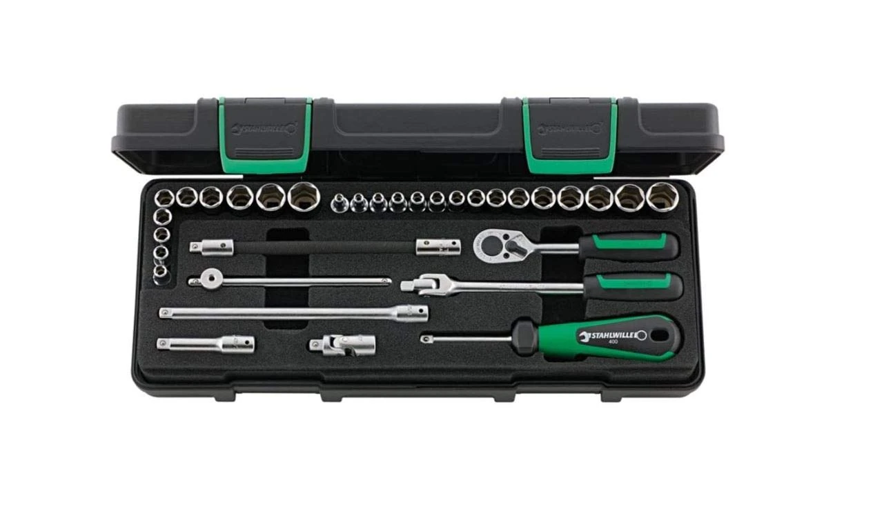 Stahlwille 96011162 Socket Spanner Set 33 Pieces in Robust, Stackable ABS Plastic Box