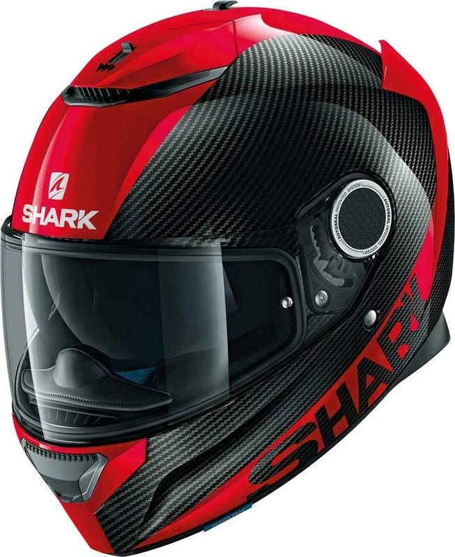 SHARK SPARTAN CARBON SKIN DRR Motorcycle Helmet, Black/Red, Size XS