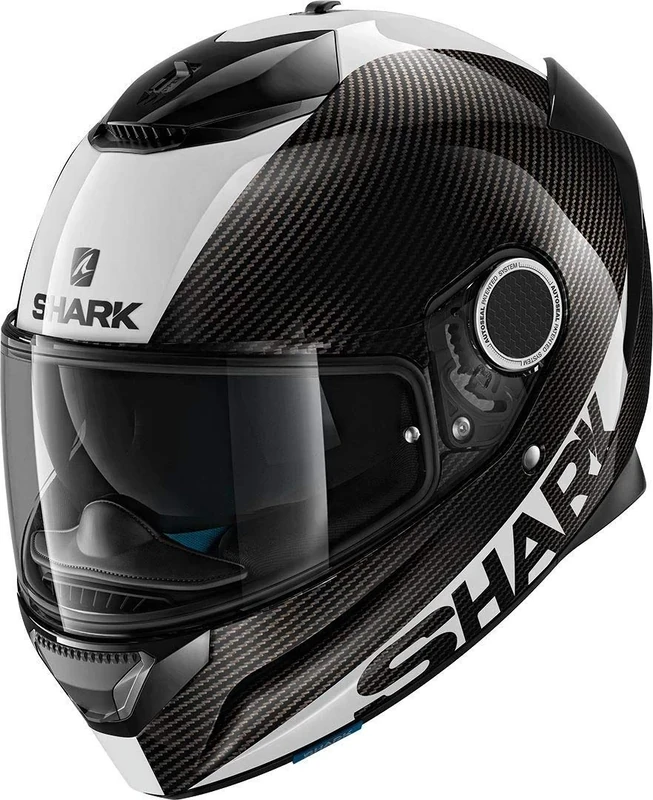 SHARK SPARTAN CARBON SKIN DWS Motorcycle Helmet, Black/White, Size XS