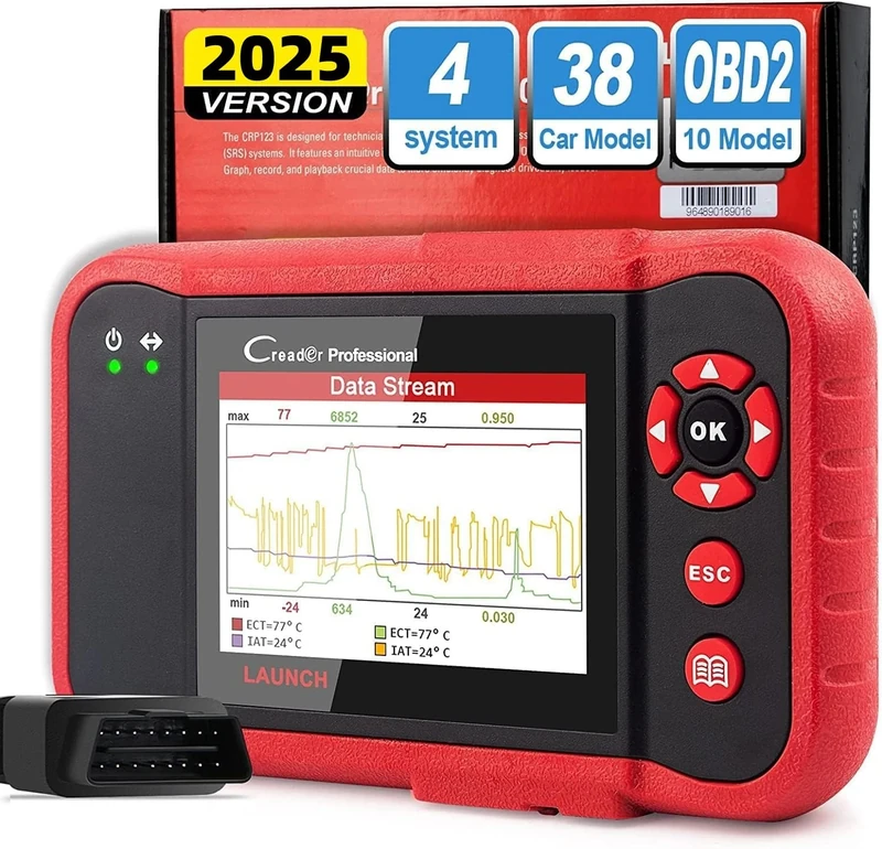 LAUNCH OBD2 Scanner CRP123 Check Engine/ABS/SRS/Transmission Code Reader Diagnostic Scan Tool for Car,Support Full OBD2 Modes,Print Graph Data &Free Update Lifetime