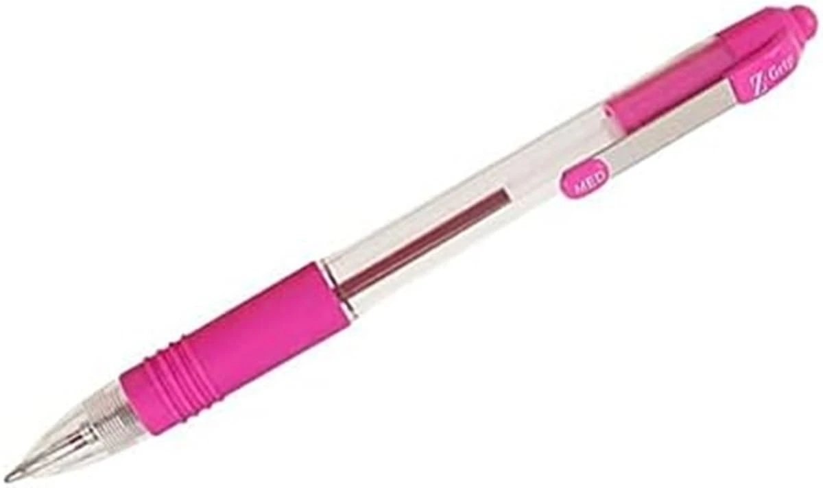 Zebra Pen Z Grip Pink Pens Ballpoint, Smooth & Comfortable Pens with Pocket Clip, Retractable Ballpoint Pens with Pink Ink, Reliable Biro Pens Multipack for Everyday Use - Medium Point, 12pk