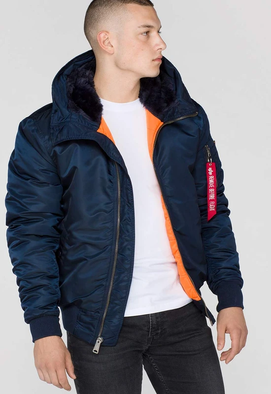 Alpha Industries MA-1 Hooded Bomber Jacket for Men Rep.Blue