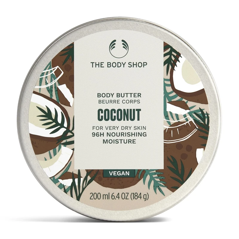 The Body Shop Coconut Body Butter (1x 200ml), Body Moisturiser with Shea Butter, Body Cream for Very Dry Skin, 96H Nourishing Moisture, Body Care for All Skin Types, Vegan Formula