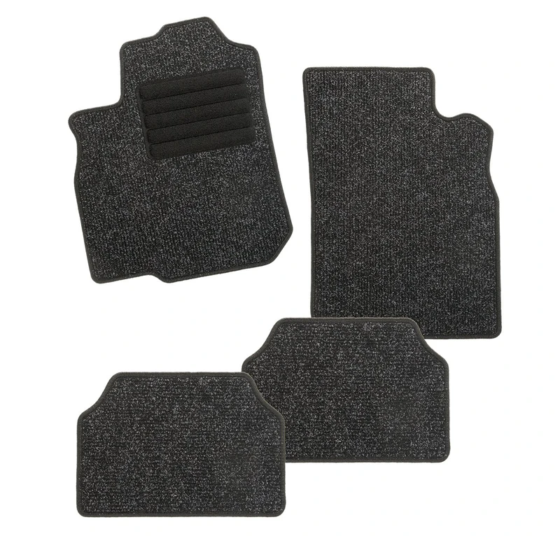 CarFashion BasicRips C03 254898 Car Floor Mat in Mottled Black, Car Mat, Black Foot Mat, Black High Gloss Edging, Car Floor Mat Set without Mat Holder