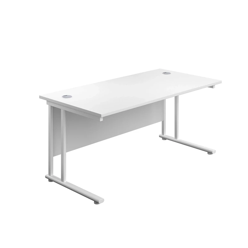 office hippo Freitragender Schreibtisch, 1200 mm, rechteckig, Holz, Weißer Rahmen, weiße Oberseite, 120 cm
