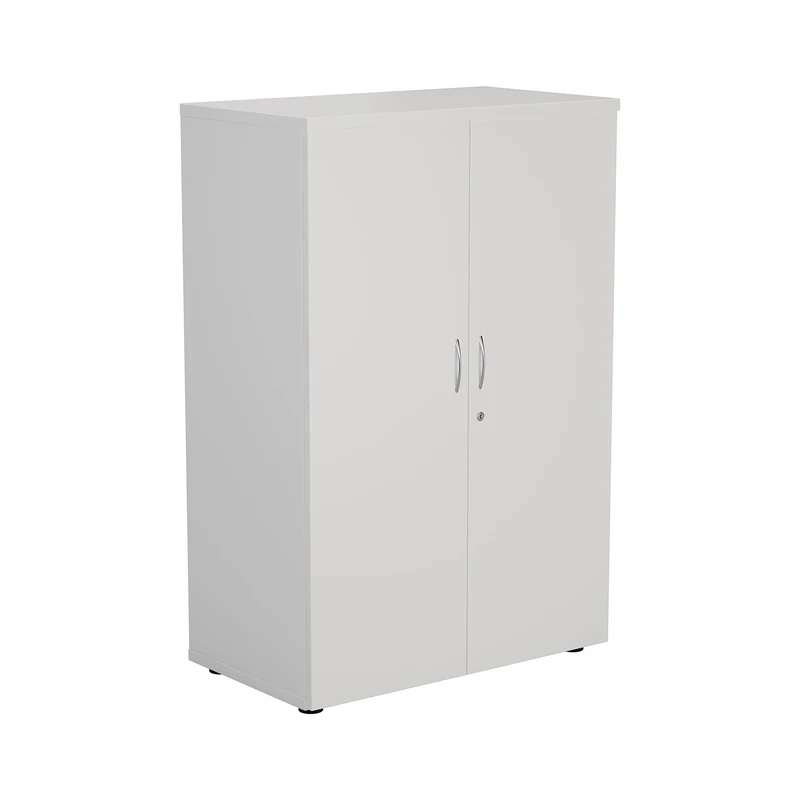 Office Hippo Heavy Duty Office Cupboard, Robust Office Furniture, Office Storage with Adjustable Feet, Versatile Lockable Cupboard, Office Storage With 4 Durable Adjustable Shelves - White