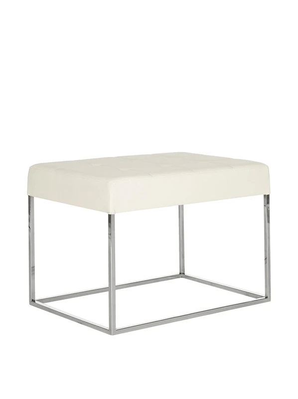 Safavieh Roitfeld Ottoman, Metal, Crème/Silver