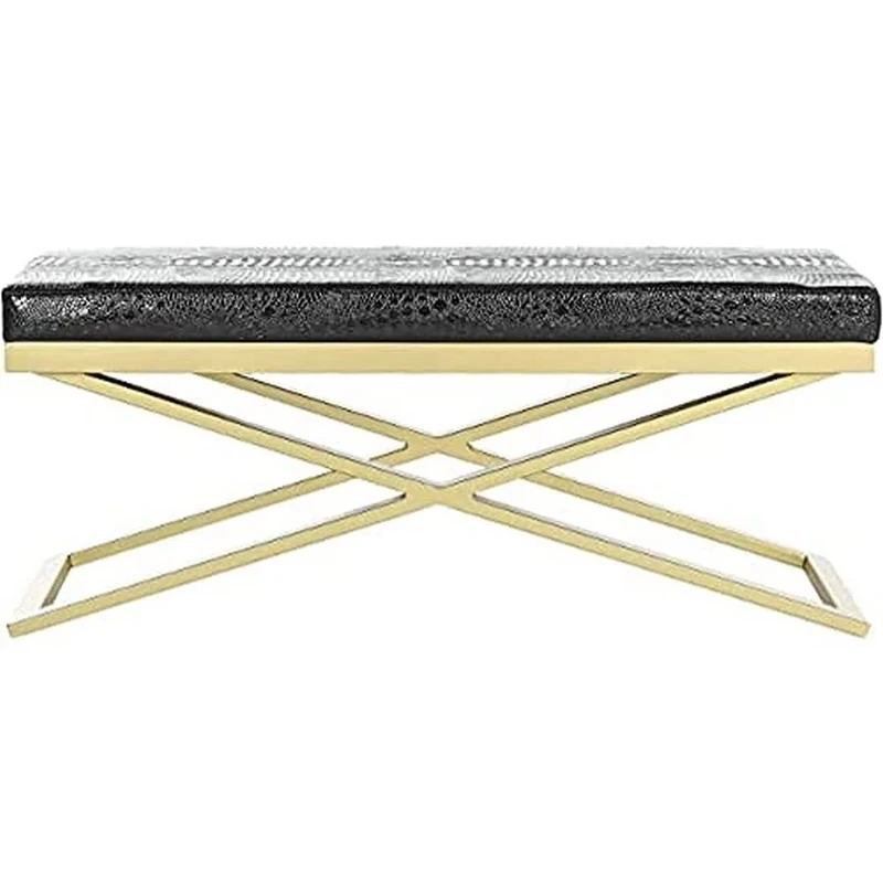 SAFAVIEH Contemporary Indoor Bench, in Black and Crocodile, 46 X 110 X 45.72