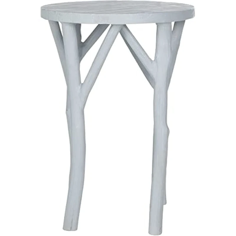 Safavieh Harper Round Wood End Table, Pearl Blue Grey