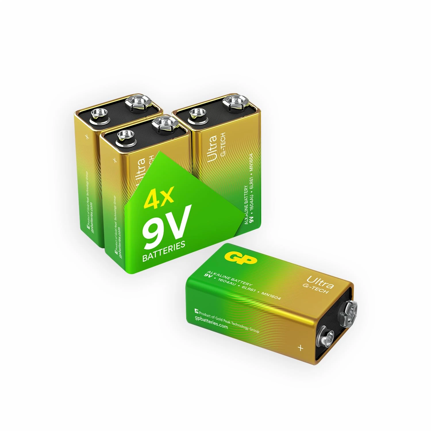 GP Batteries Ultra Alkaline 9V Pack of 4 | Superb operating time | Battery Can Be Used Across All Devices | Shelf Life Up TO 7 Years