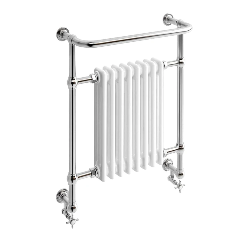 iBathUK Belford Traditional Towel Radiator Rail, Curved Towel Warmer, 8 Column Floor Mounted Heated Towel Rail for Bathroom- 825.5x405mm