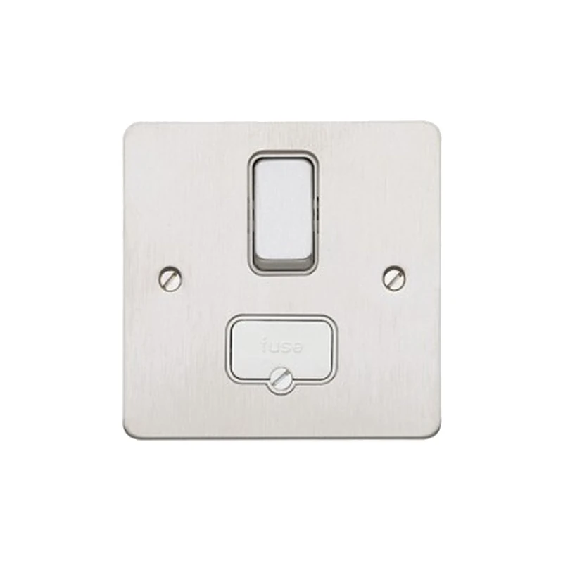 Edge 13 AMP DP Porcelain White Switched Connection Unit with White Insert