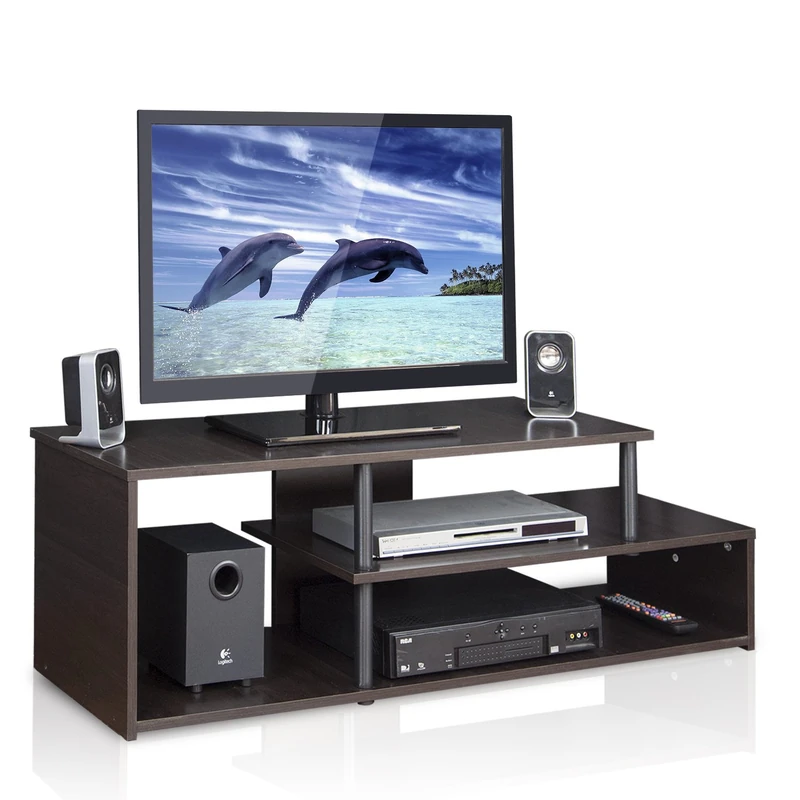 Furinno ECON TV Stand, Low Rise Entertainment Center, TV Console for TV up to 46 Inch, for Living Room, Bedroom, Espresso