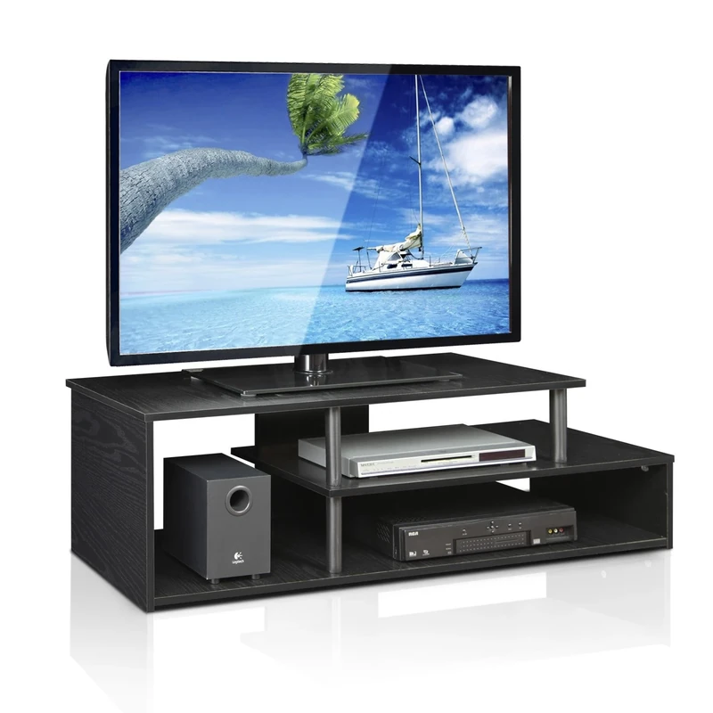 Furinno ECON TV Stand, Low Rise Entertainment Center, TV Console for TV up to 46 Inch, for Living Room, Bedroom, Blackwood
