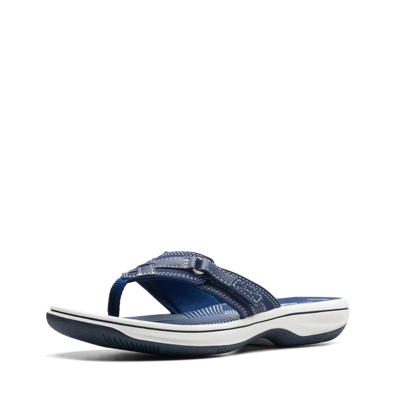 Clarks Women's Breeze Sea Flip Flop, New Navy Synthetic, 8.5 UK M