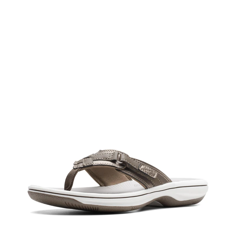 Clarks Women's Breeze Sea Flip Flop, New Pewter Synthetic, 8.5 UK M