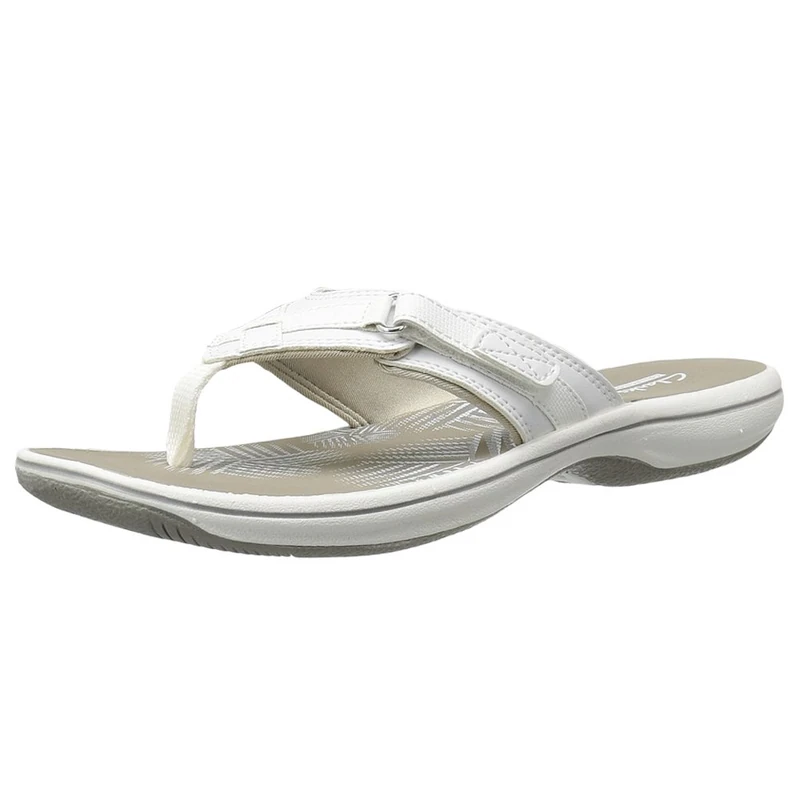 Clarks Women's Breeze Sea Flip Flop, New White Synthetic, 3.5 UK