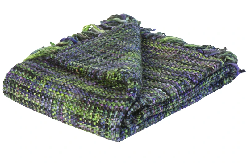 Jute Co. Plaid, Colour-Blue & Green, Dim. 125 x 152 Cm, 100% Synthetic Fiber, Single: