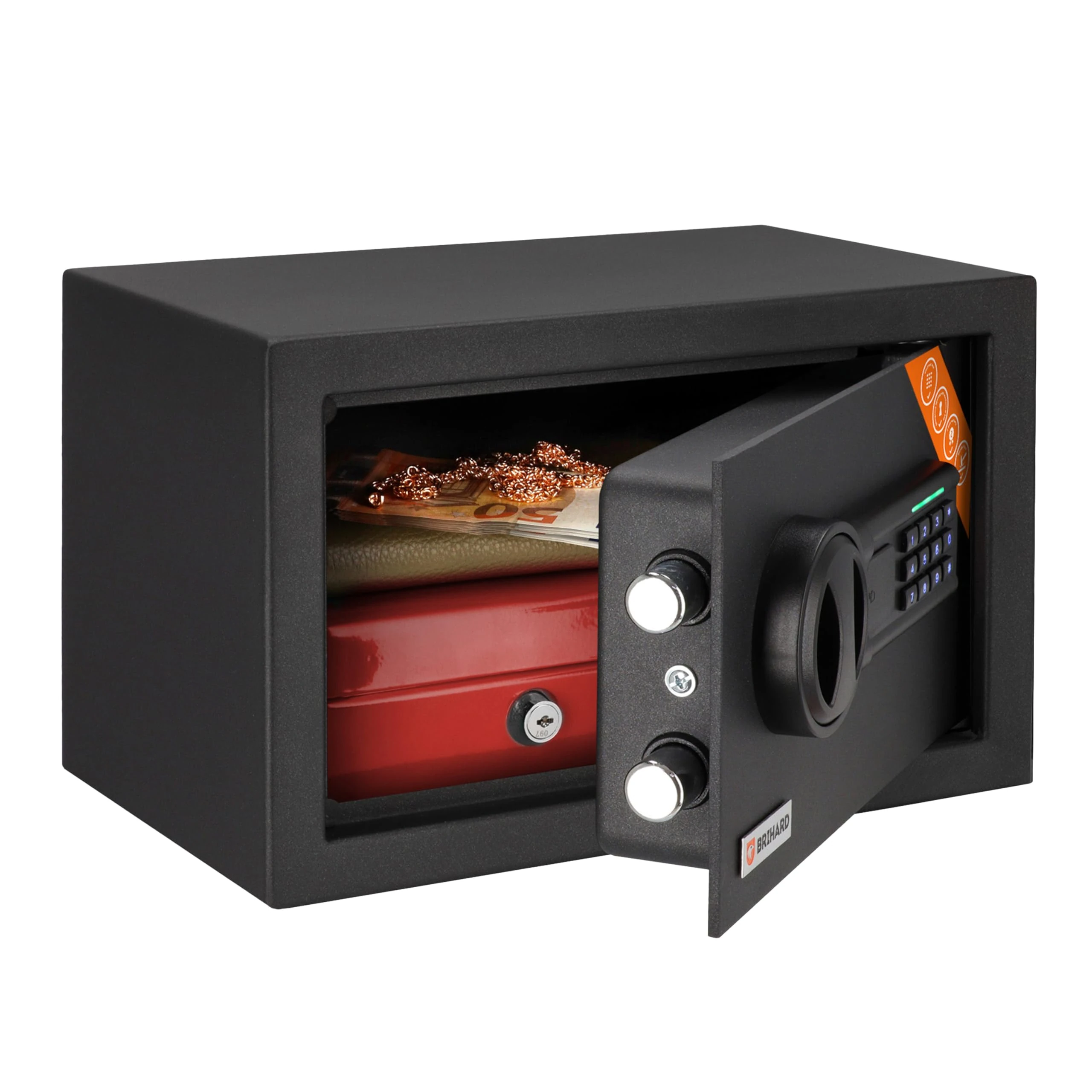 Brihard Home Electronic Safe 20x31x20cm, Money & Jewellery Lockable 11L, Compact Safety Box with Digital Keypad Lock LED Screen, Mini Safe box for Home