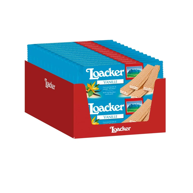 Loacker Vanilla Wafer 90g - Bulk Pack of 28
