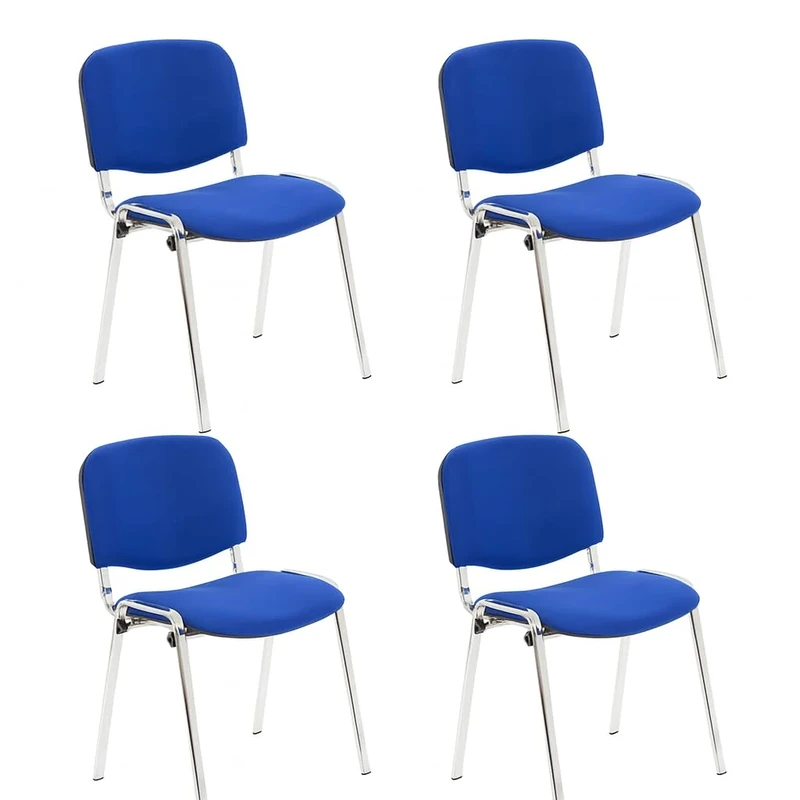 Office Hippo Heavy Duty Stackable Reception Chair - Chrome Frame, Royal Blue Fabric, Pack of 4