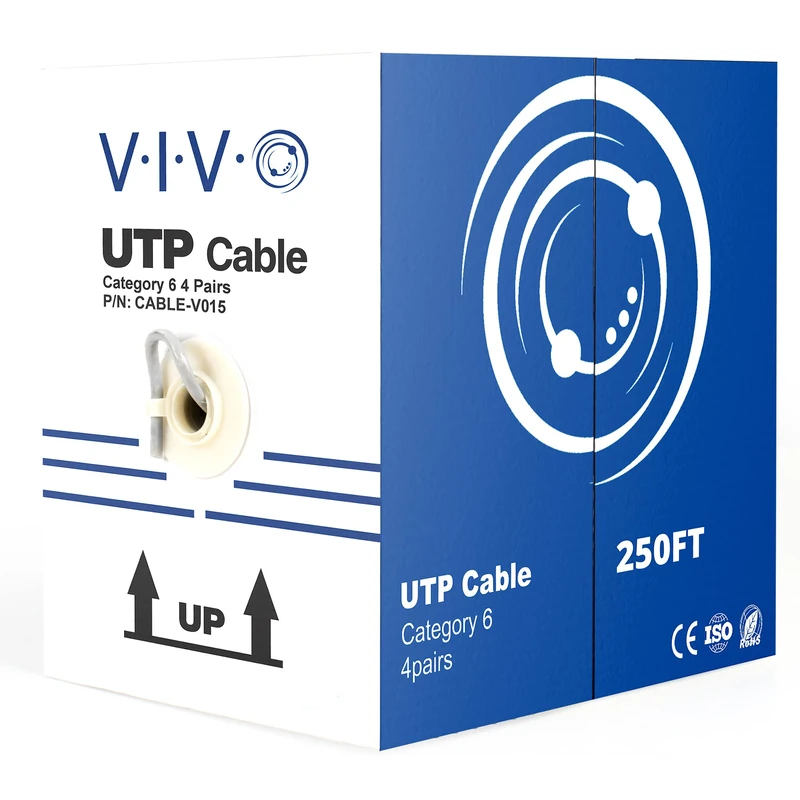 VIVO Gray 250ft Bulk Cat6, CCA Ethernet Cable, 23 AWG, UTP Pull Box, Cat-6 Wire, Indoor, Network Installations CABLE-V015 - Image 1