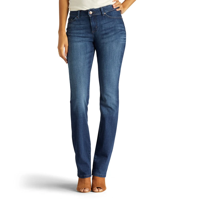 Lee Women's No-Gap Waistband Regular Fit Bootcut Jean with Hidden Pocket, Cascade, 16 US