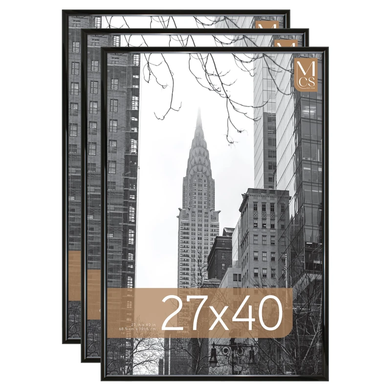 MCS Trendsetter Poster Frame (3 Pack), 27 x 40, Black, 71.12 x 1.59 x 104.14 cm